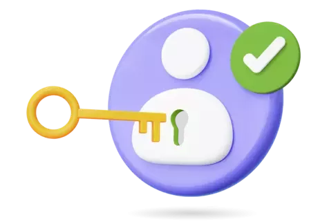 Illustration of a shield with a keyhole and a key floating in front of it