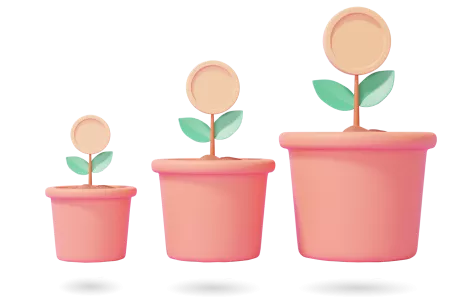 3D image of three flower pots