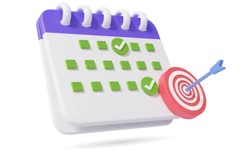 3D image of a calendar with a target