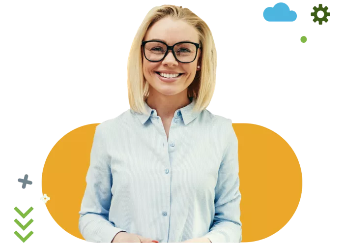 Smiling woman with glasses