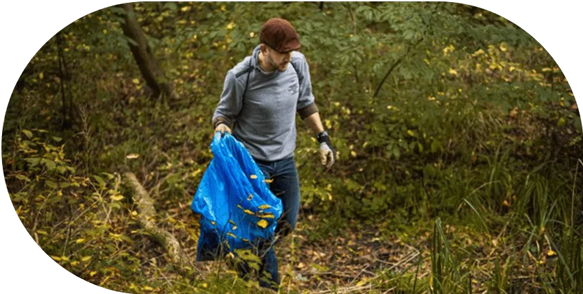 Man working in a forest