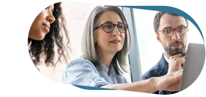 CFO looking at detailed data with colleagues