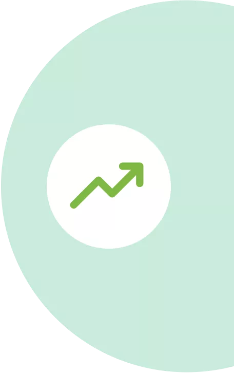 Upward trend arrow icon on green background