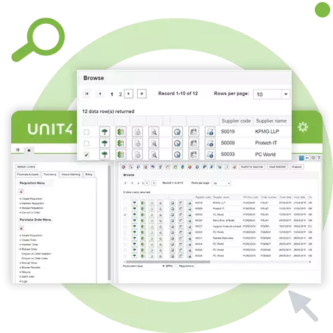 Screenshot of financial accounting reports